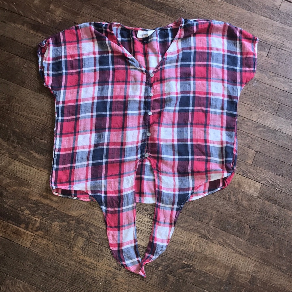 Tie Waist Plaid Crop Top